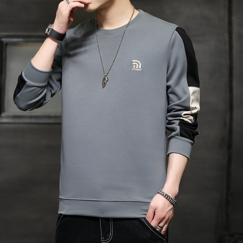 GY01152 Sweatshirt Men's Korean Style Round Neck All-match New Long Sleeve T-shirt Personalized Top