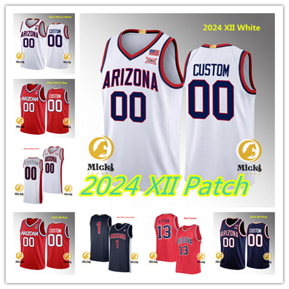 Jaden Bradley 2024 XII ArizonaWildcats Basketball Jersey 4 Trey Townsend 2 Addison Arnold 2 Caleb Love 16 Keshad Johnson 12 Will Kuykendall Jerseys Stitched