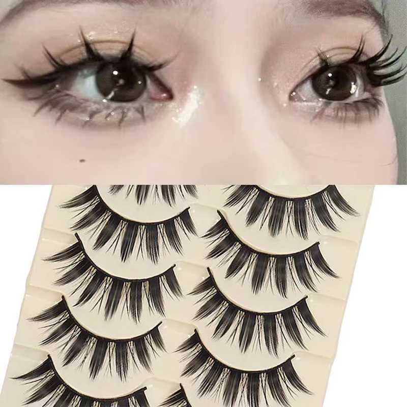 5 Pairs Natural Long Cat Eye False Eyelashes Cosplay Makeup Cross Strip Eye Lashes Handmade Manga Lashes Extension Mink CiliosXJ250116