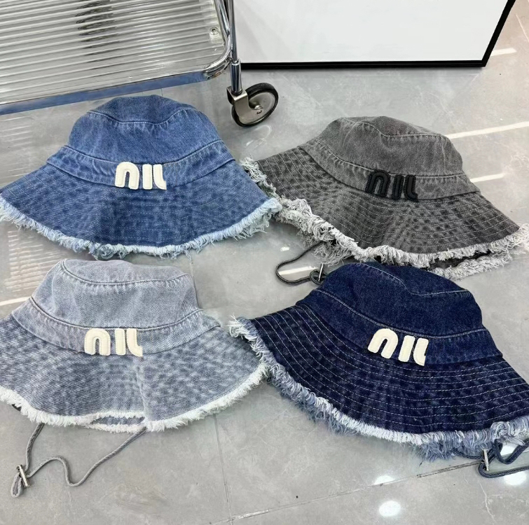 Women's Designer Bucket Hat Denim Embroidery Sunscreen European And American Fashion Style Men's Outdoor Camping Hiking Sun Cap