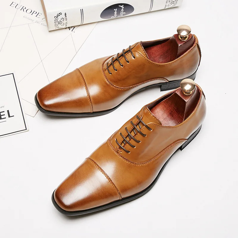 Business Fashion Men Dress Shoes Leather Men Wedding Oxford Shoes Lace-Up Office Suit Mens Casual Shoes Formal 250113