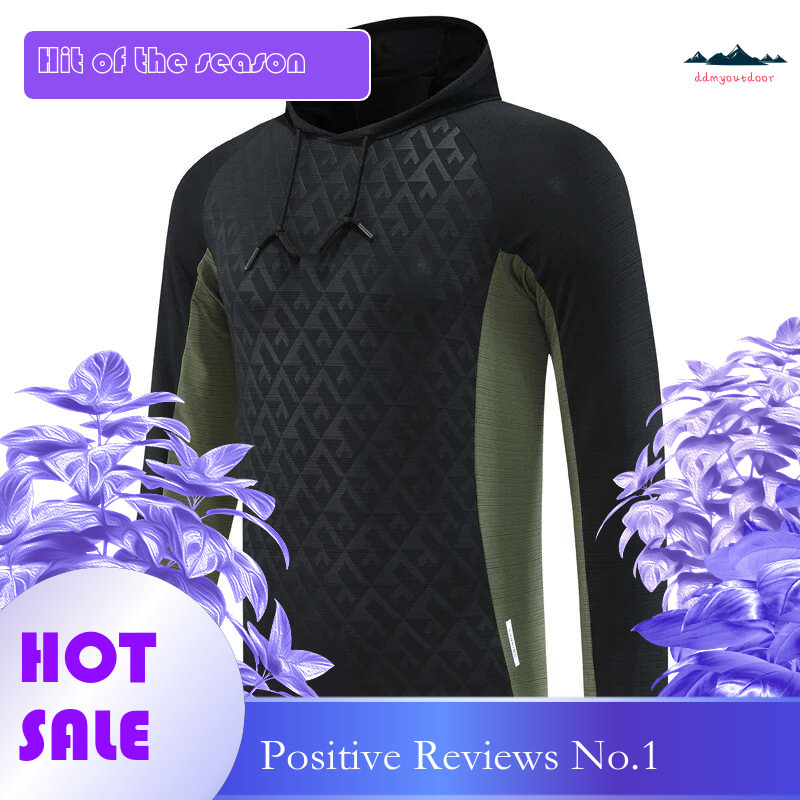 Ddmyoutdoor China Domestic Training Patchwork Sweatshirt Running Quick Dry Breathable Sports Hooded Gym T Shirt Thin Compression Men Causal Long Shirt