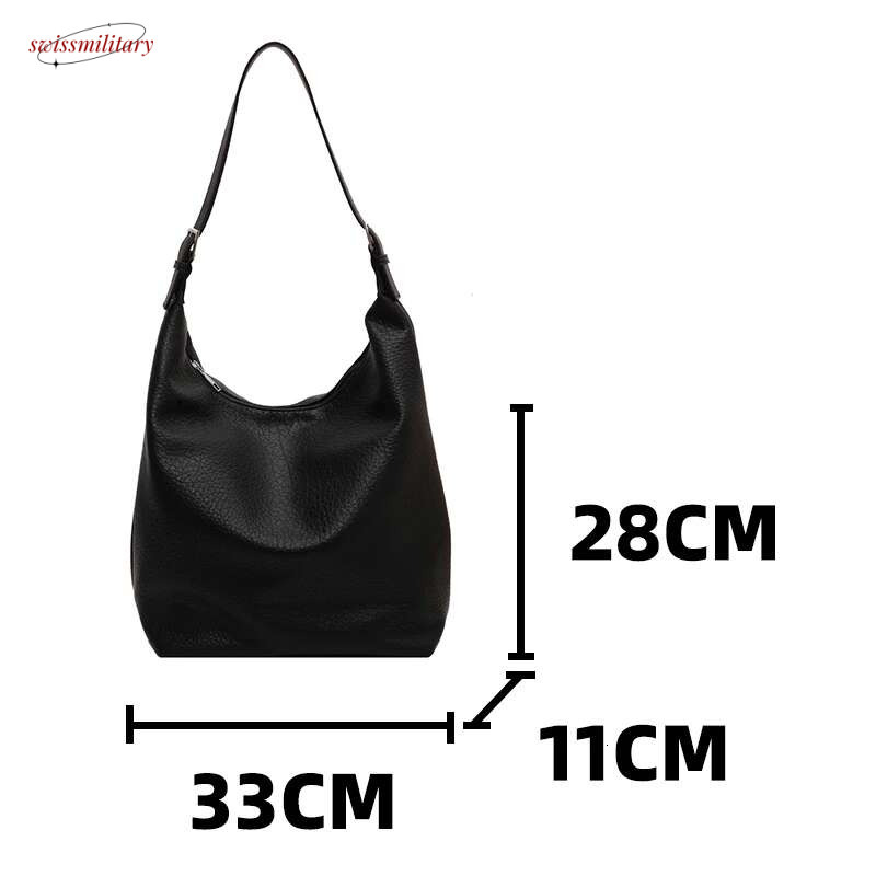 Women's Armpit Hobos Shoulder Bag Black Stylish Female Large Pu Leather Commuter Bags Quality Aesthetic Ladies Original Handbag swissmilitary