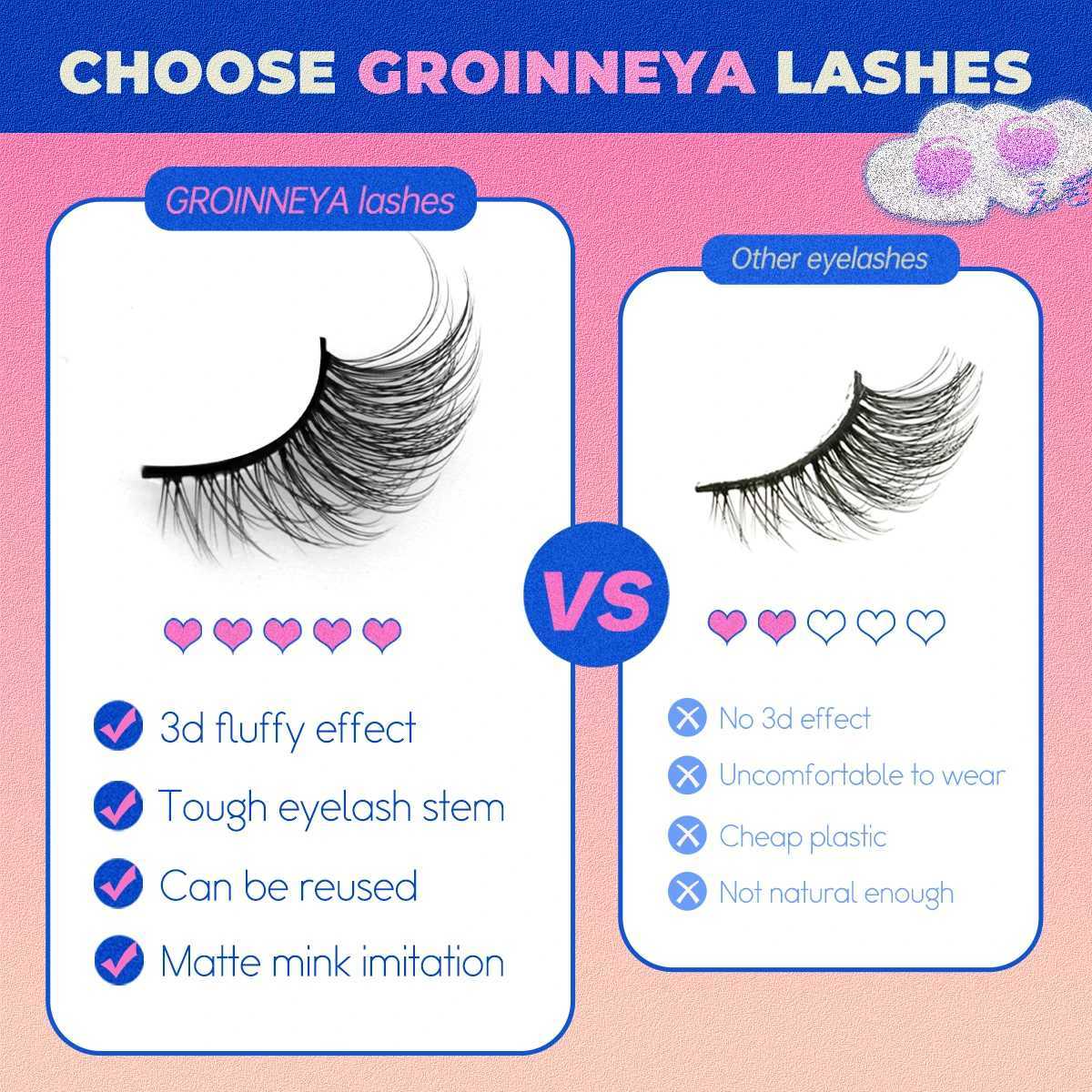 GROINNEYA Half Lashes 5/7/10 Piars Half Lashes Soft Natural Cat Eye Lashes Makeup Tool Fake Eyelashes Extension Fluffy Faux CilsXJ250116