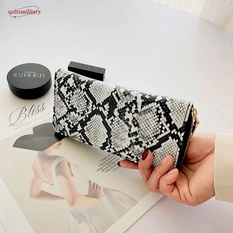Long Women's Snakeskin Pattern Coin Card Holder Wallets Female Clutch Money Bag Pu Leather Wallet Purse swissmilitary