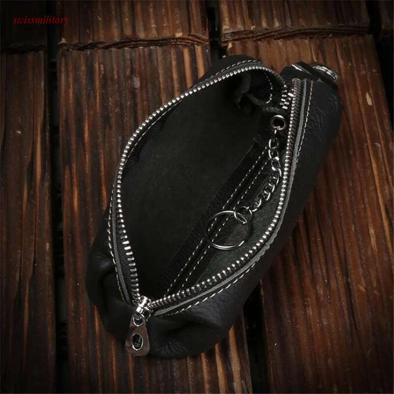 Genuine Cow Leather Men Key Bag Small Business Kay Case Women Housekeepers Wholesale purse keychain wallet swissmilitary