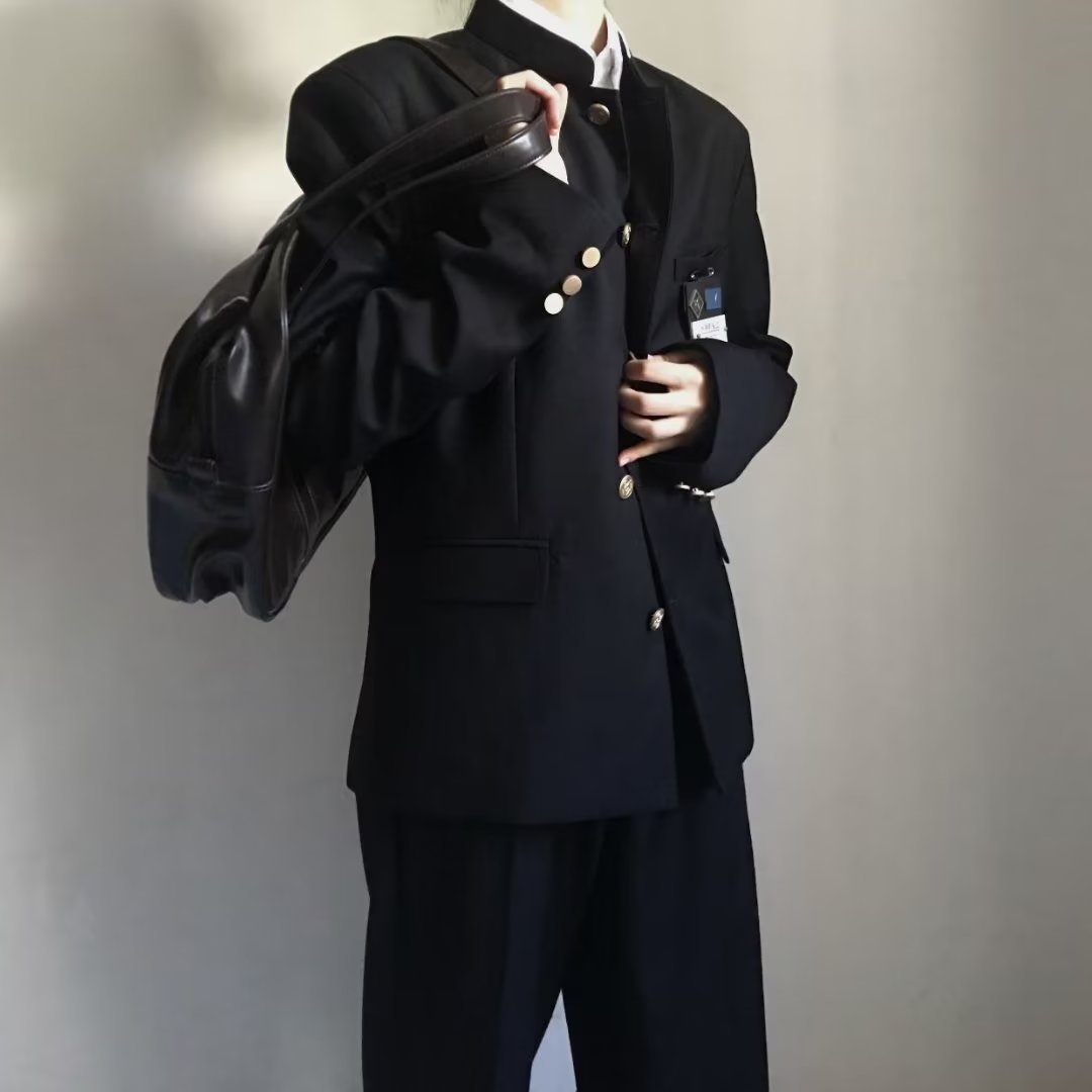D31Elegant Stand Collar Suit Jacket with Traditional Japanese Design for Educational Wear