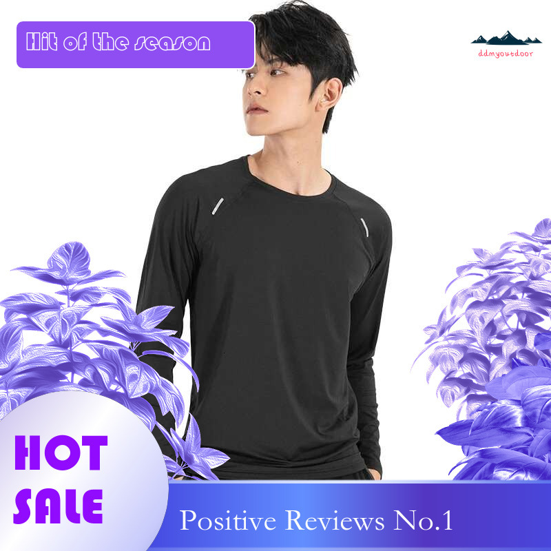 Ddmyoutdoor China Domestic Solid Long Sleeve Breathable Running Outdoor Sport Men Bodybuilding Workout Compression Tee Reflective Training Sports Shir