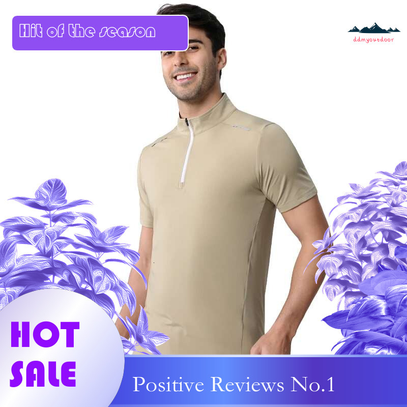 Ddmyoutdoor China Domestic Running Short Sleeves New Golf Tennis Badminton Training Gym Breathable Leisure Shirts Half Zipper Men Sports Fashion Tee