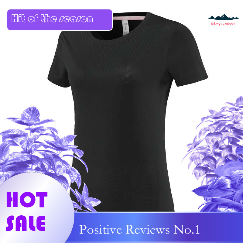 Ddmyoutdoor China Domestic Yoga Fiess Tee Women Stripes Print Breathable Sports Short Sleeves Running Training Workout Quick Dry Casual Fashion Top