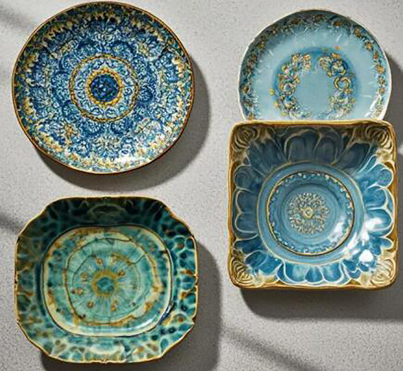 Dishes Plates Personalized Cups Kit Western Plate Tableware Small Oval Plates Ceramic Dinnerware Deep Blue Colorful Set Chinese Color Round Plates Din