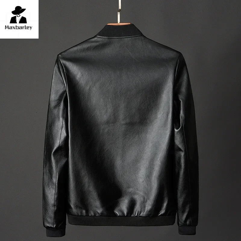 Autumn Men Black Biker PU Leather Coat Korean Fashion Men Pu Leather Jacket Trend Casual Fit Slim Baseball Clothes 8Xl 250109