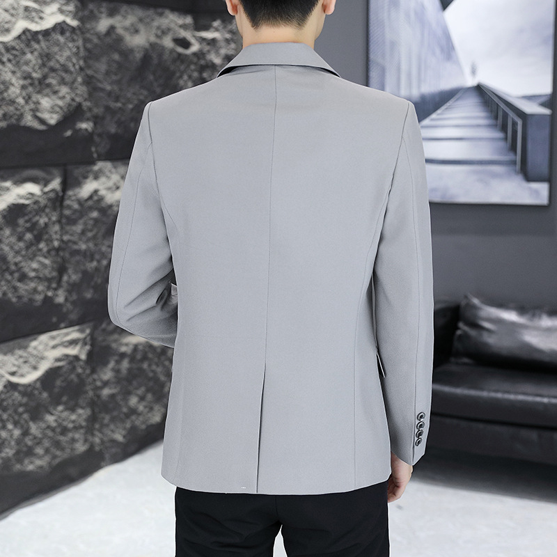 H117Teenager-Friendly Korean Slim Cut Student Suit - Solid Colors for Everyday Use