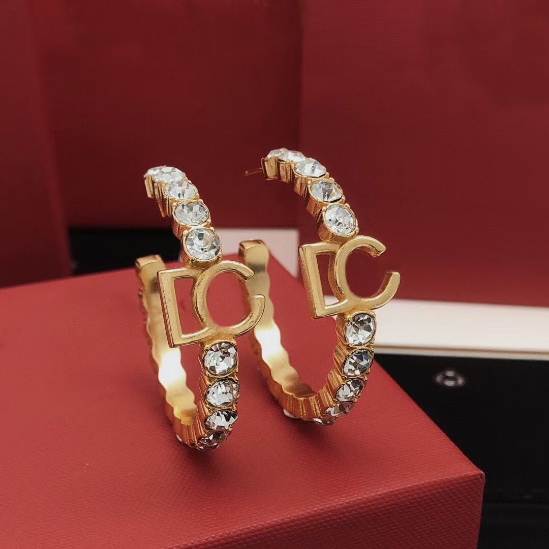 Fashion Crystal Hoop Earrings Women's 14k gold luxury designer earrings Gift jewelry