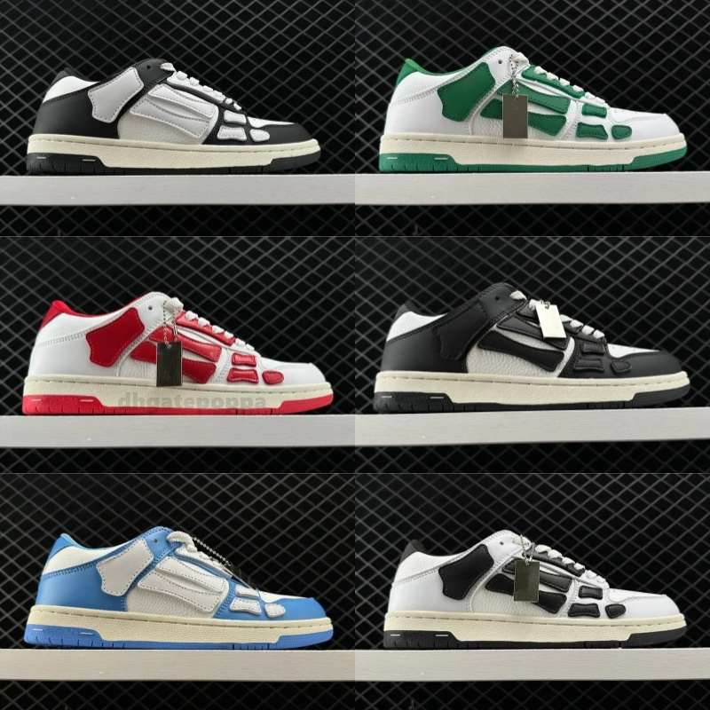 Designer SkelTop Low Casual Shoes Skelet Bones Runner Top Low skel Skeleton shoes Women Men Retro Sneakers Black white Genuine Leather Lace Up