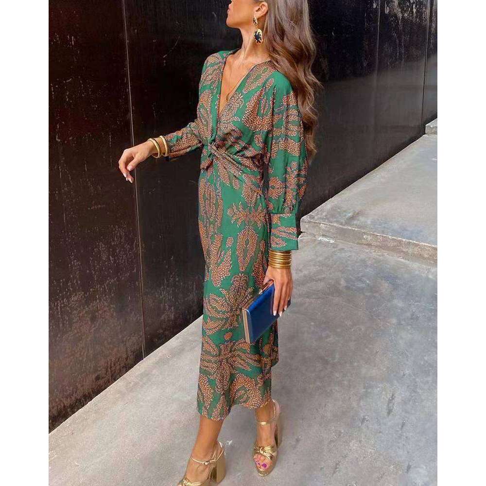 2025 autumn print hot women's dress new casual fashion trend clothing