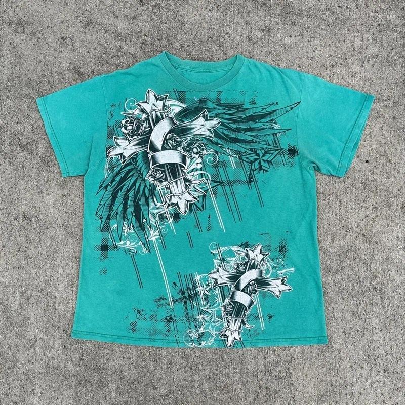 Men's T Shirts 90s Cyber Mall Goth Men Shirt Man Retro Punk Hip Hop Short Sleeve Tee Harajuku Grunge Skull Graphic Tops Women Clothes