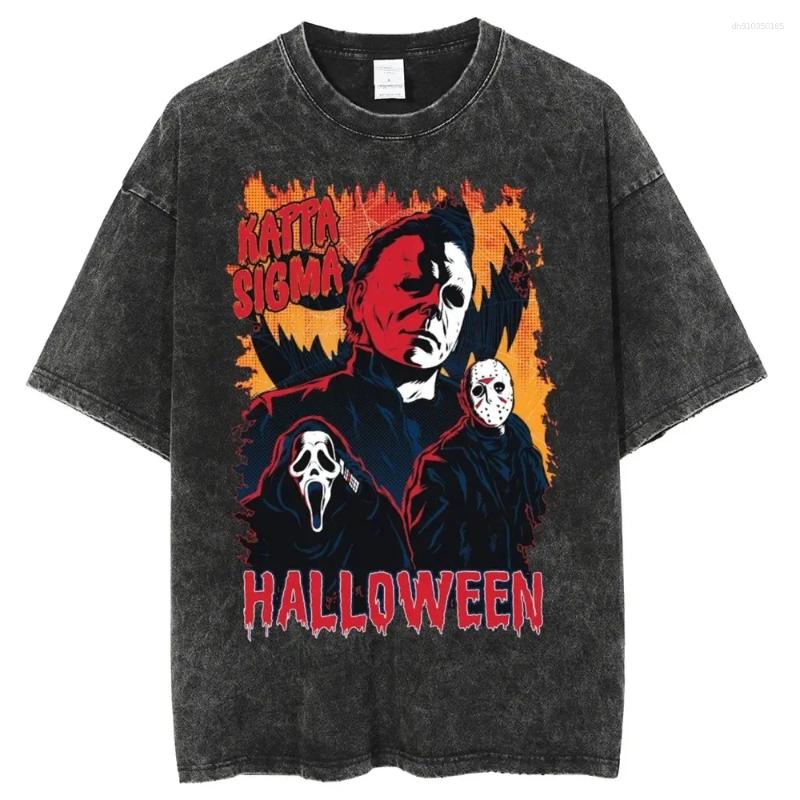 Men's T Shirts Favorite Scary Movie Washed Shirt Men Women Graphic Cotton Tshirt Unisex Harajuku Short Sleeved Streetwear T-shirt
