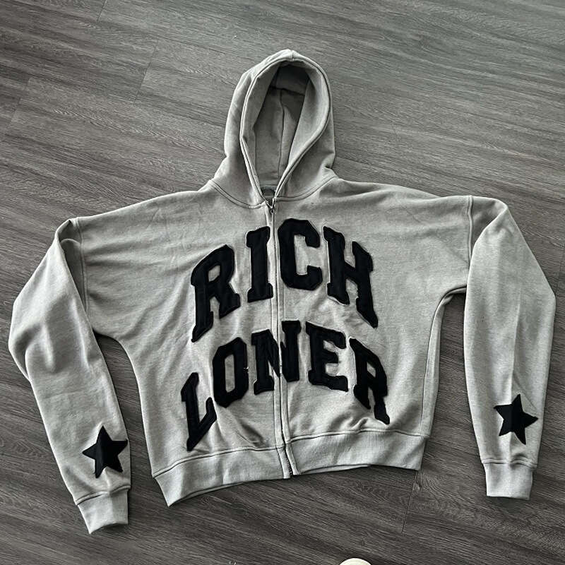 Street Trend Letter Patch Splicing Trendy Design Sense American Men's and Women's Loose Hoodie