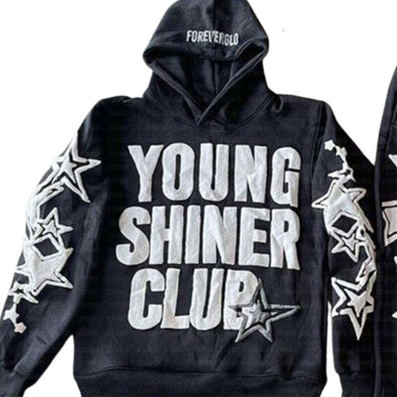 Star letter printed men's and women's hoodies hoodies, gothic hip-hop casual pullover, fashionable high street