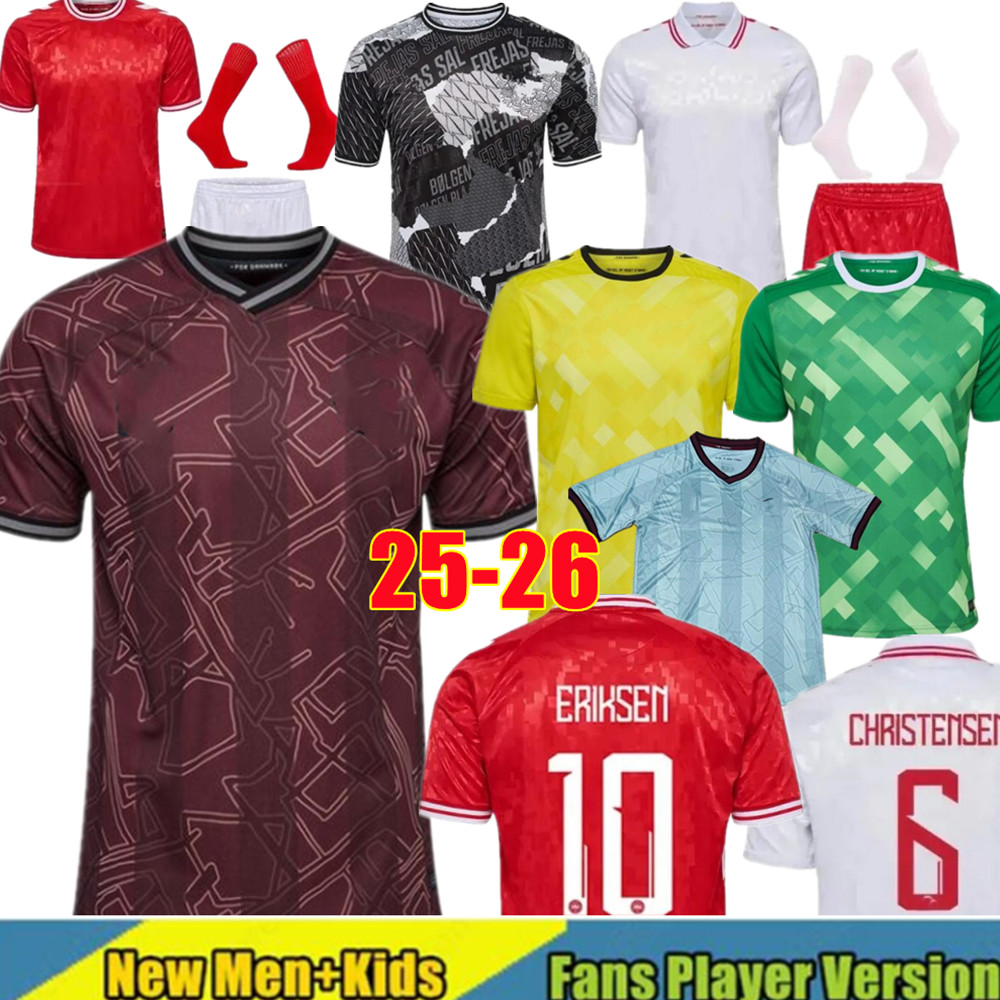 25-26 Denmark soccer jerseys Euro Cup National Team ERIKSEN DOLBERG CHRISTENSEN JENSEN 24 25 Soccer 2024 2025 Football Shirt Home Red Away White Men kids Uniform