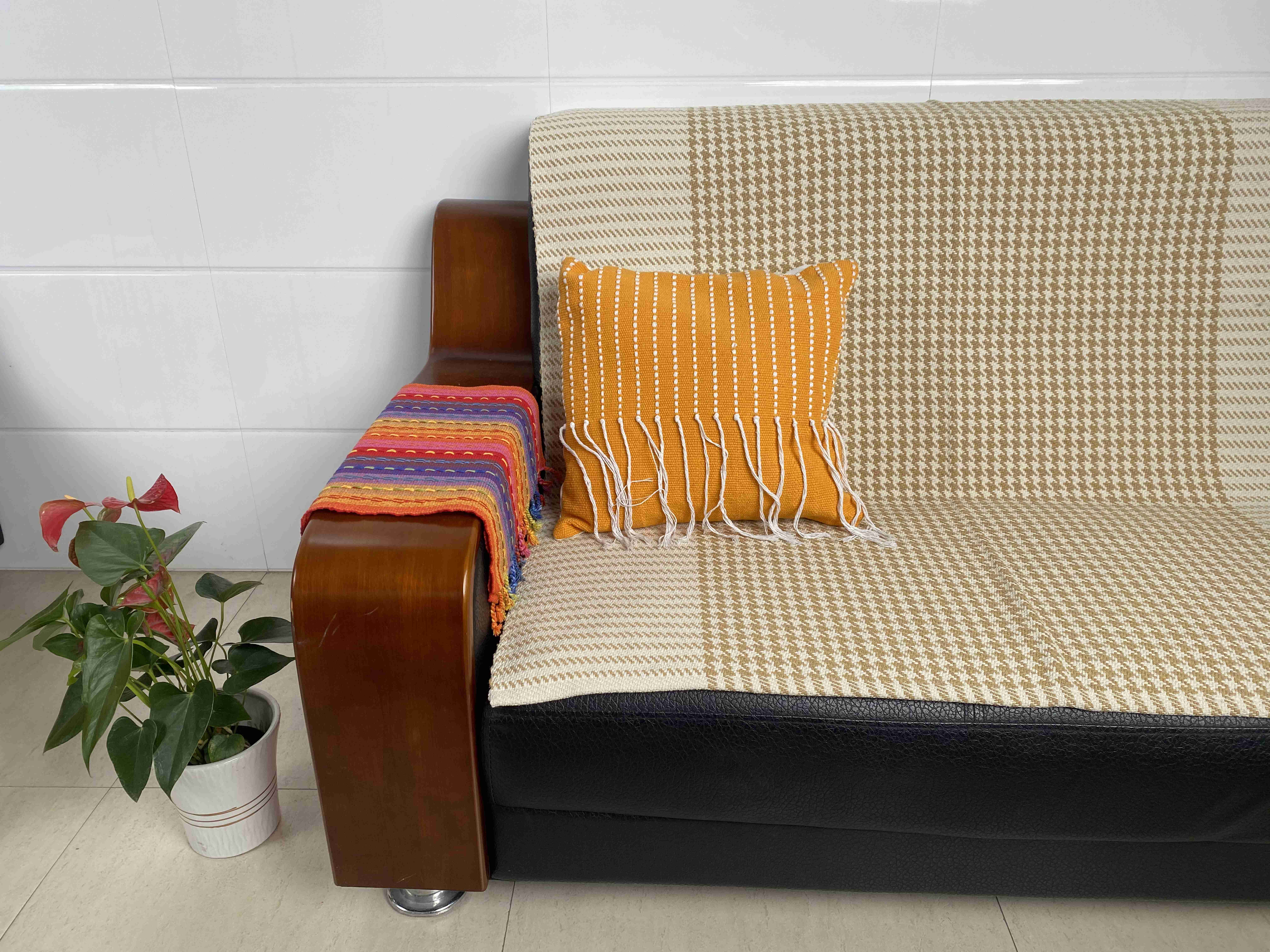 Handcrafted Elegant Fabric Cushions with Breathable Textured Finish for Living Room Decor