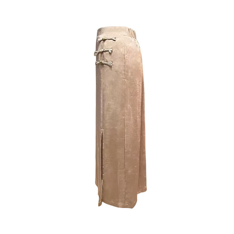 B10170 new new Chinese style women's skirt elegant temperament national style lace side slit simple hip pencil skirt