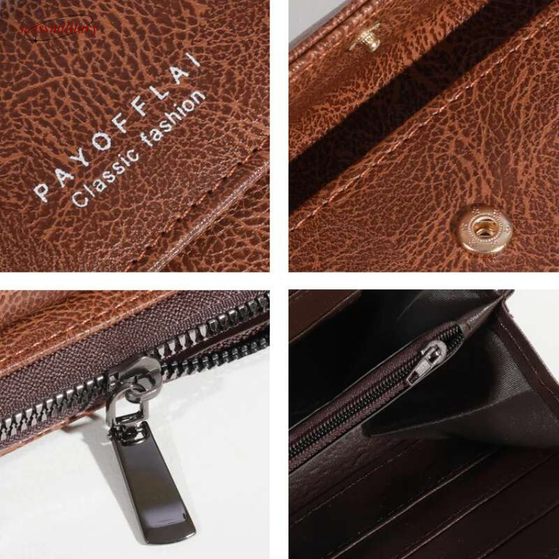 Men's PU Zipper Handbag Large Capacity Long Clutch Phone Bag Multi Card Holder Coin Purse Wallet Double Layer swissmilitary