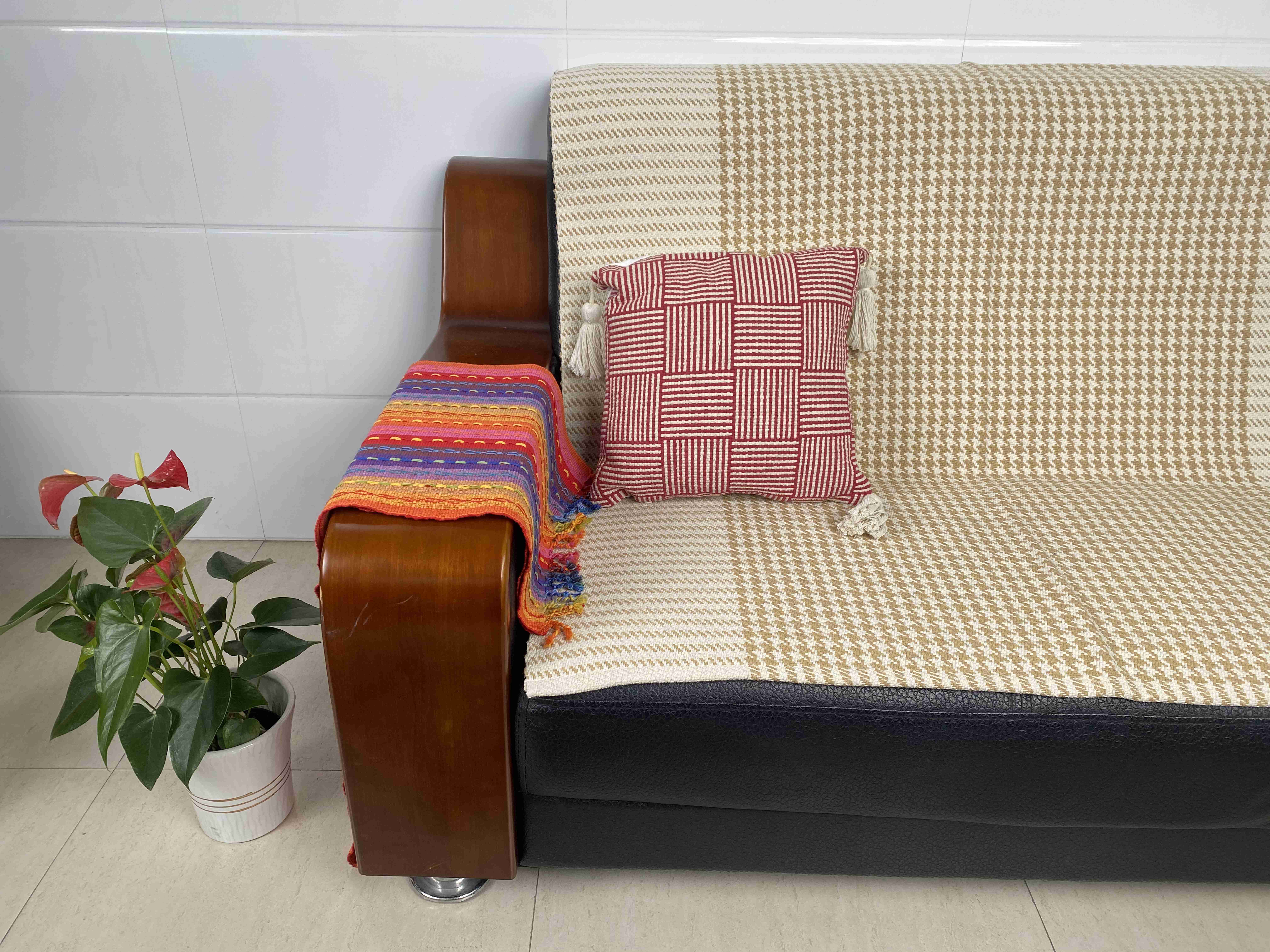 Hand-Weaved Couch Pillow Covers with Breathable Material and Bright Hues
