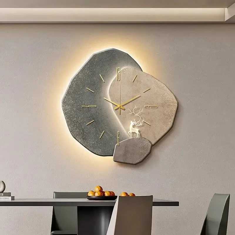 Wall Clocks Modern Wall Clocks Stylish Large Living Room Clock with Light Design Clock Mechanism Silent Minimalism Decoration for Bedroom H250116