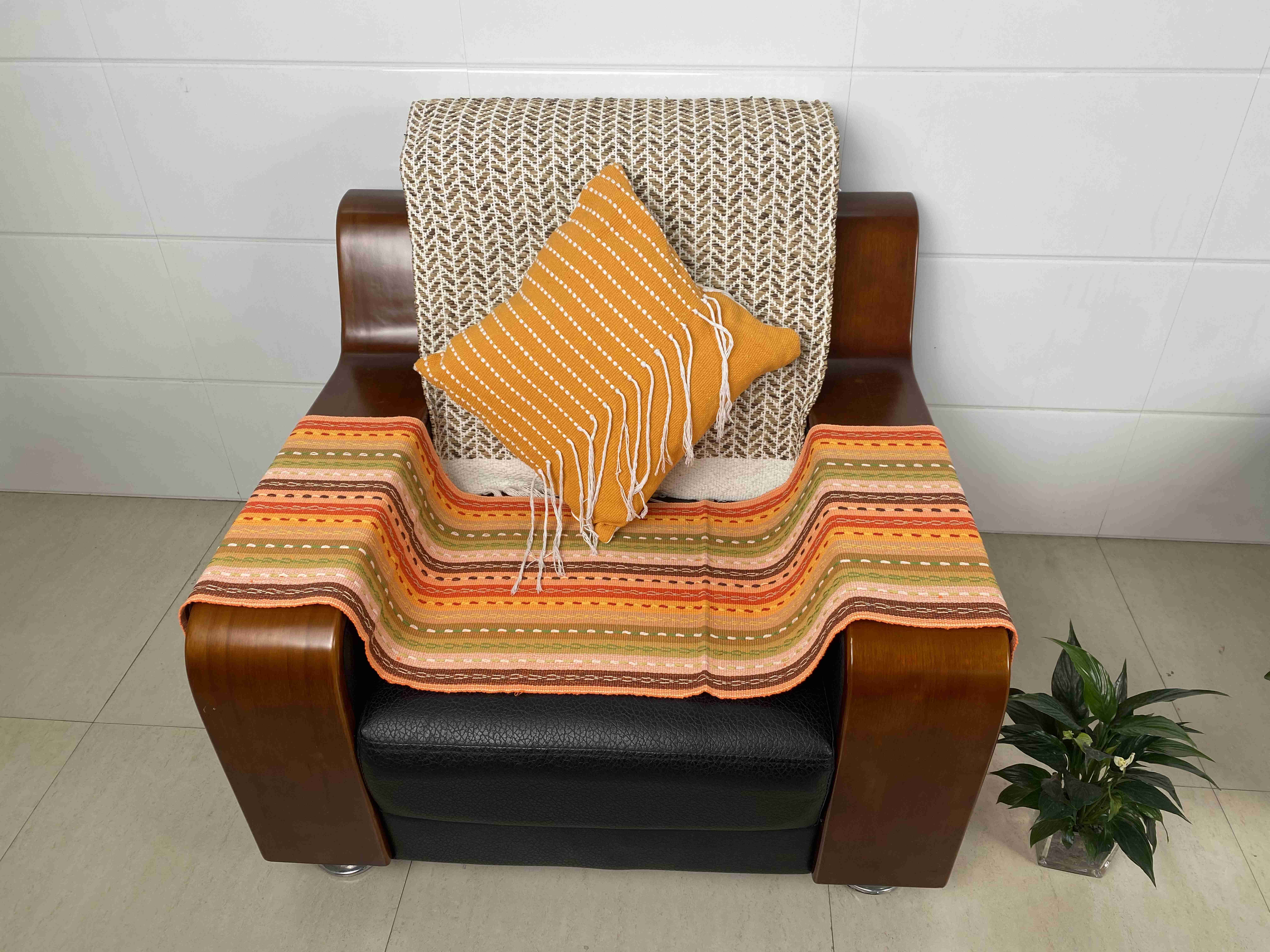 Handcrafted Elegant Fabric Cushions with Breathable Textured Finish for Living Room Decor