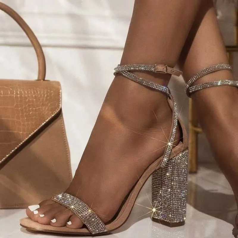 Sexy Women Sandals High Heels Shiny Rhine Summer Shoes for Party Sandals Womens Elegant Prom Dress Pumps Big Size WSH4602XJ2500305