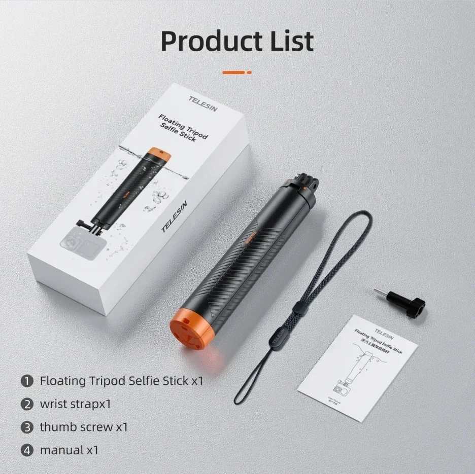 TELESIN Floating Selfie Stick with Tripod for Hero13 12 11 DJI OSMO Action Insta360 Lightweight Waterproof Mount for Vlog Z250116