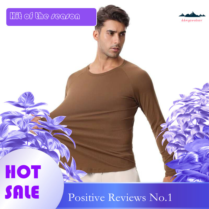 Ddmyoutdoor China Domestic Elasticity Gym Tee Mens Cotton Long Sleeves Casual Solid Color Running Pullover O Neck Good Quality Training Jogging Shirts