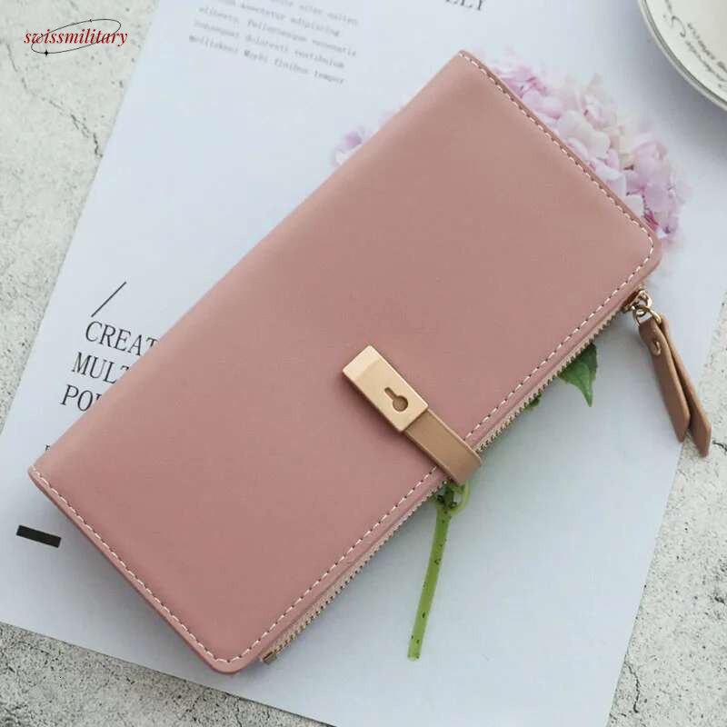 On Sales Women Long Section Wallets PU Leather ID holders Large Capacity Purse Solid Color Wallet Cute Bag swissmilitary