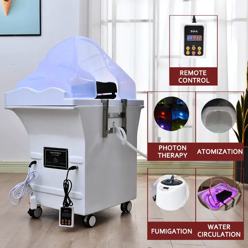 Trending Hair Beauty Salon Head Spa Shampoo Basin Constant Temperature Water Circulation Hair Washing Chair Professional Luxury Shampoo Basin Fumigato