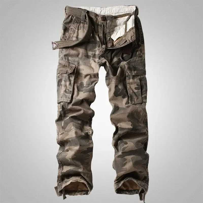 Mens Trousers Camo Multi Pocket Multipockets Camouflage Mens Straight Cargo Pants Cheapest Baggy High Quty Luxury Strt Emo Y250115