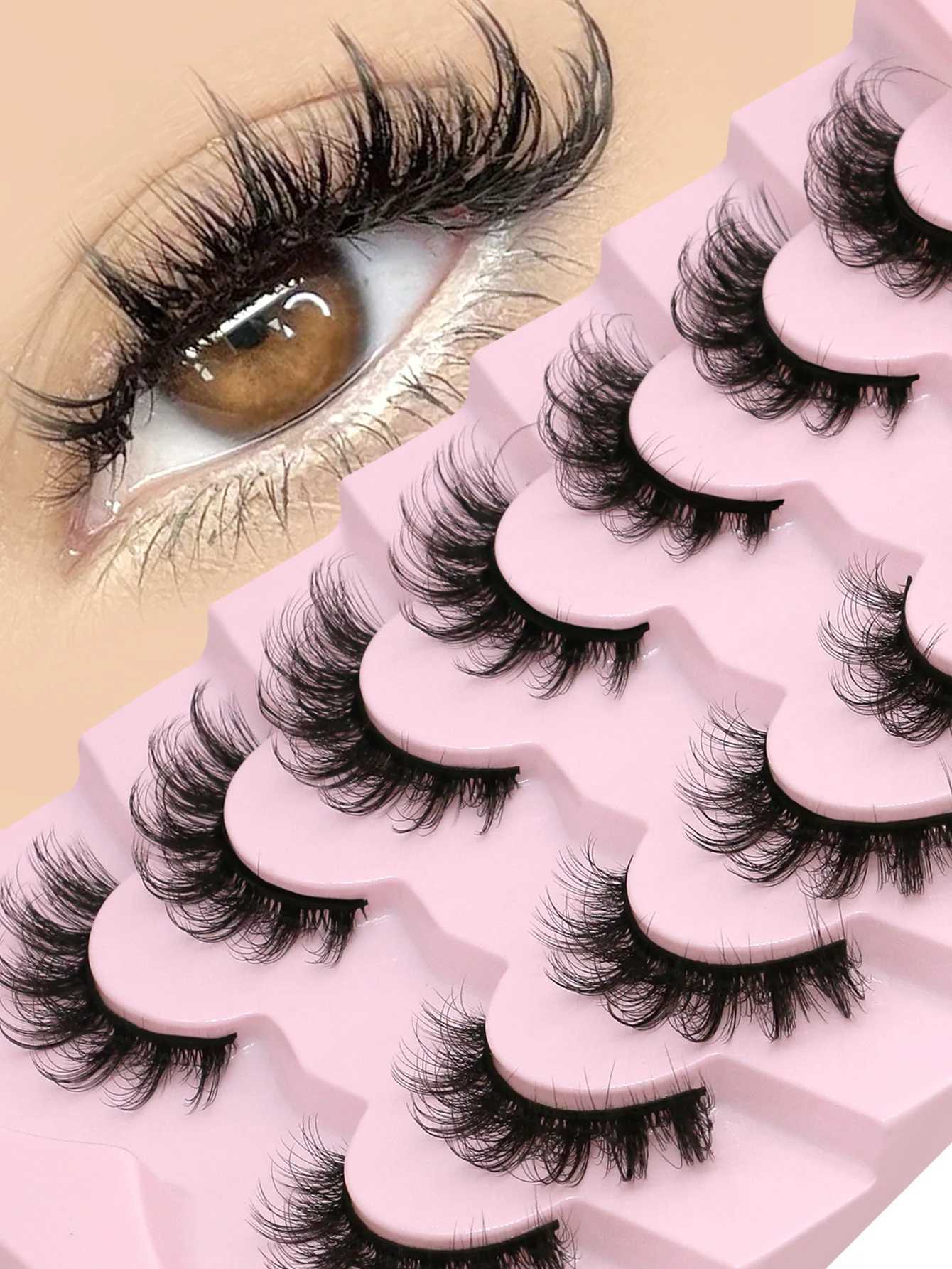 GROINNEYA Cat Eye Fluffy Lashes False Eyelashes Faux Mink Lashes Wispy Lashes Thick Volume 3D Mink False Eyelashes MakeupXJ250116
