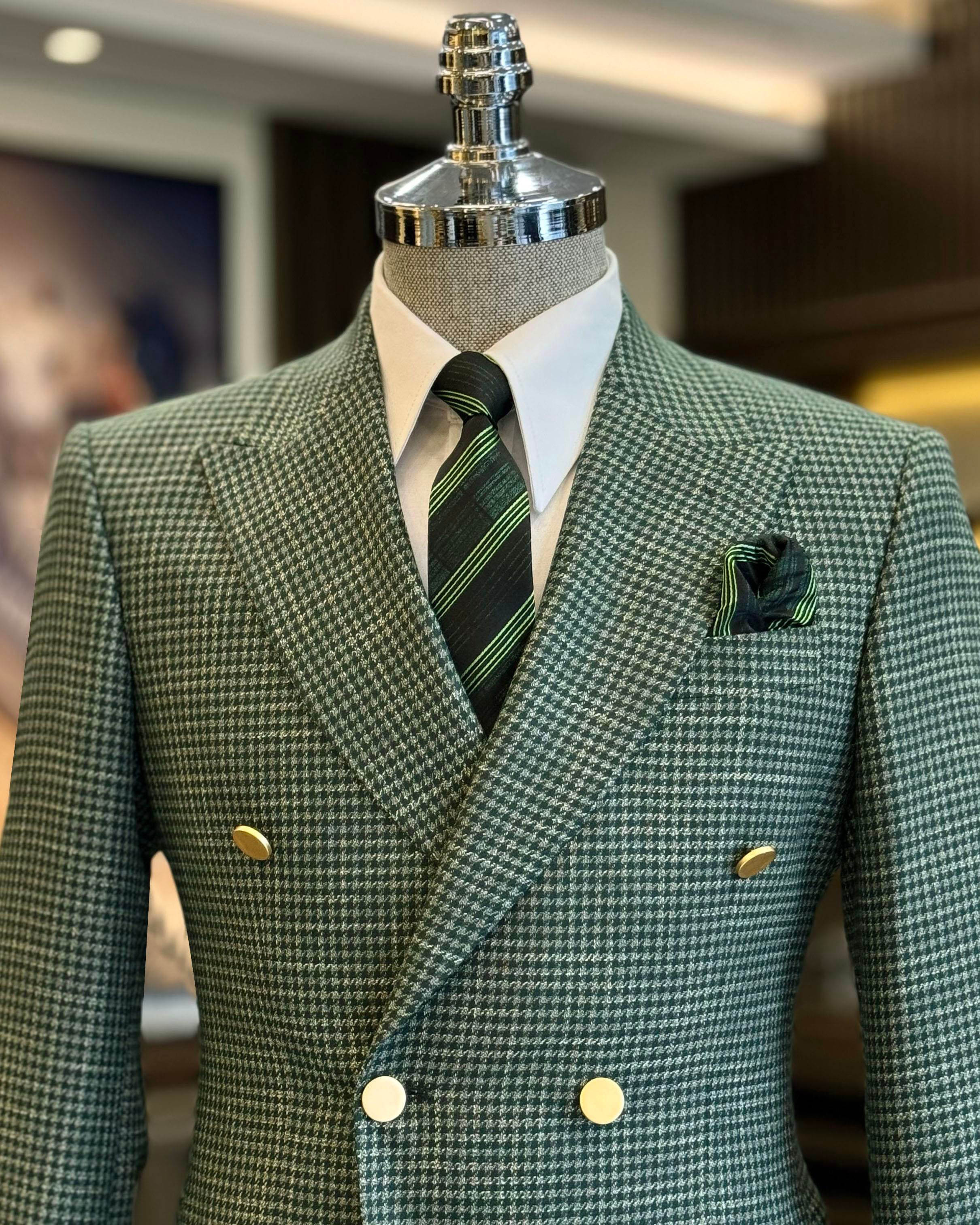 Classic Men Suits Check 1 Piece Sets Jacket Peaked Lapel Wedding Tuxedos Double Breasted Man Suit For Groom Wear Customized