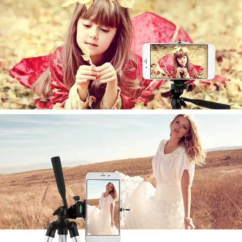 Camera Phone Tripod Selfie Stand Portable AdjustableStand Mount Smartphone Holder Clip Control Live Video Youtube Photography Z250116