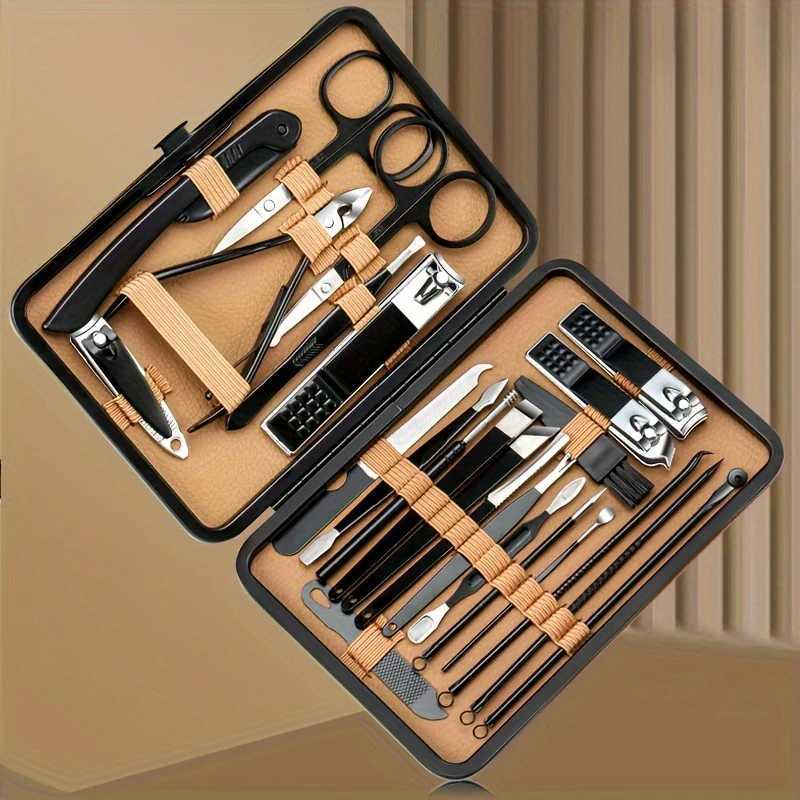7/16/18Pcs Manicure Set Stainless Steel Professional Pedicure Kit Nail Grooming Kit Clippers Kit with Black PU Leather CaseXJ250116
