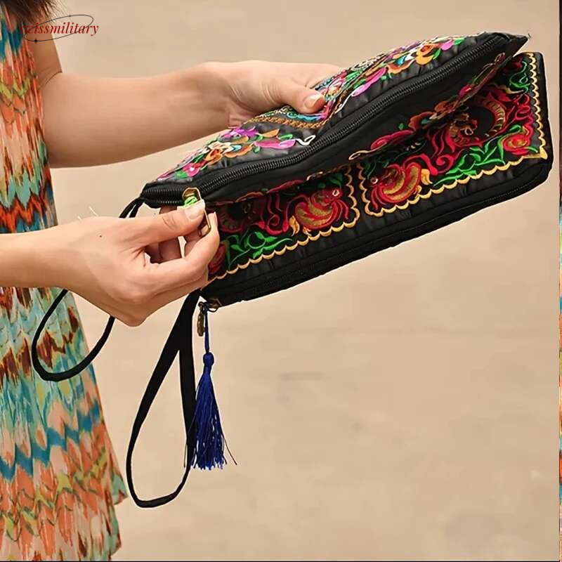 Ethnic Style Envelope Bag For Women Handbags Female Phone Purse Retro Fashion Embroidered Wristlet Bags Wallet sac main swissmilitary