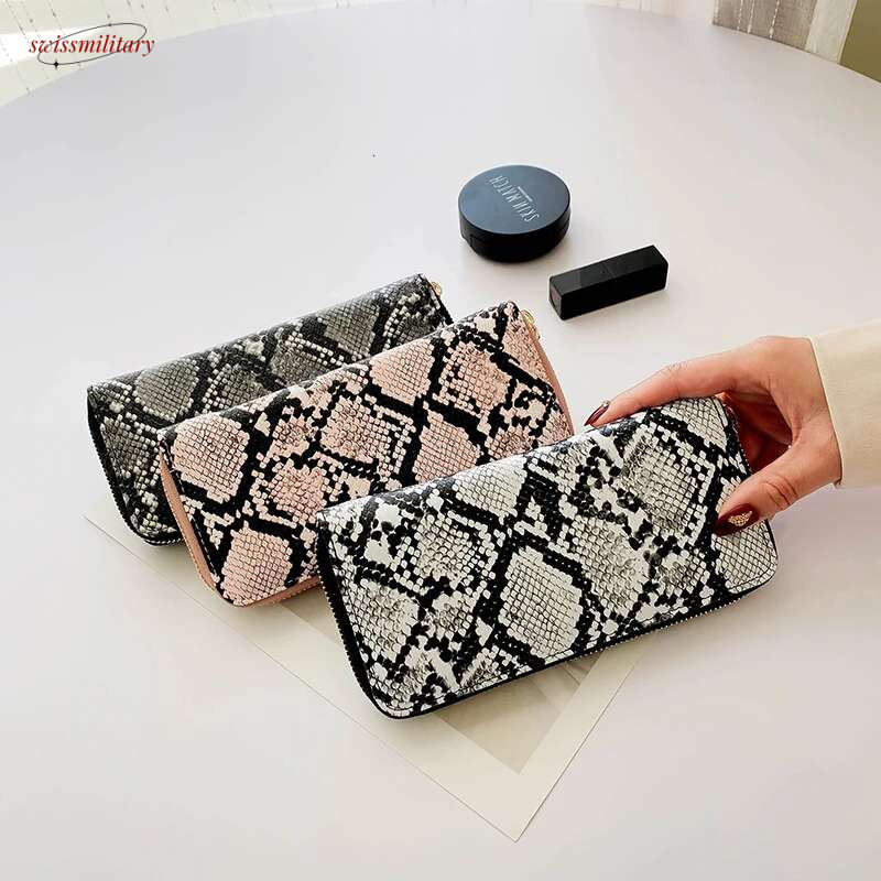 Long Women's Snakeskin Pattern Coin Card Holder Wallets Female Clutch Money Bag Pu Leather Wallet Purse swissmilitary