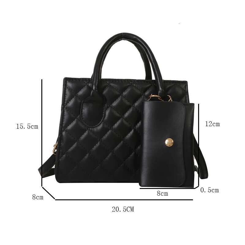 PU Solid Dia Grid Handbag With Wide Strap And Single Shoulder Crossbody Bag