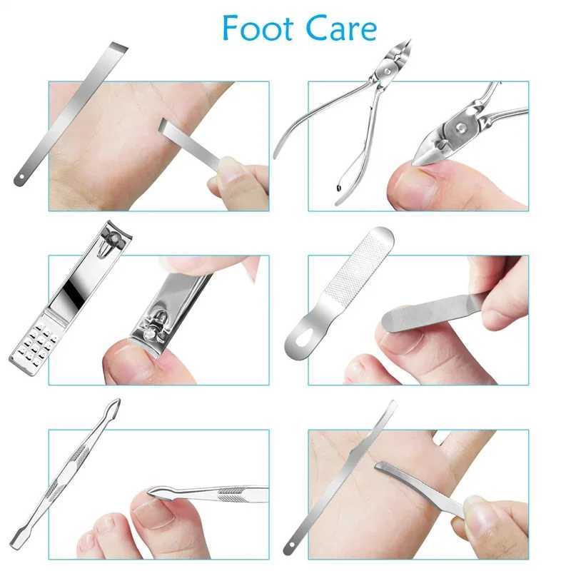 19pcs Manicure Set Nail Clipper Set Stainless Steel Ear Spoon Nail Clippers Pedicure Remove Dead Skin with Leather SleeveXJ250116