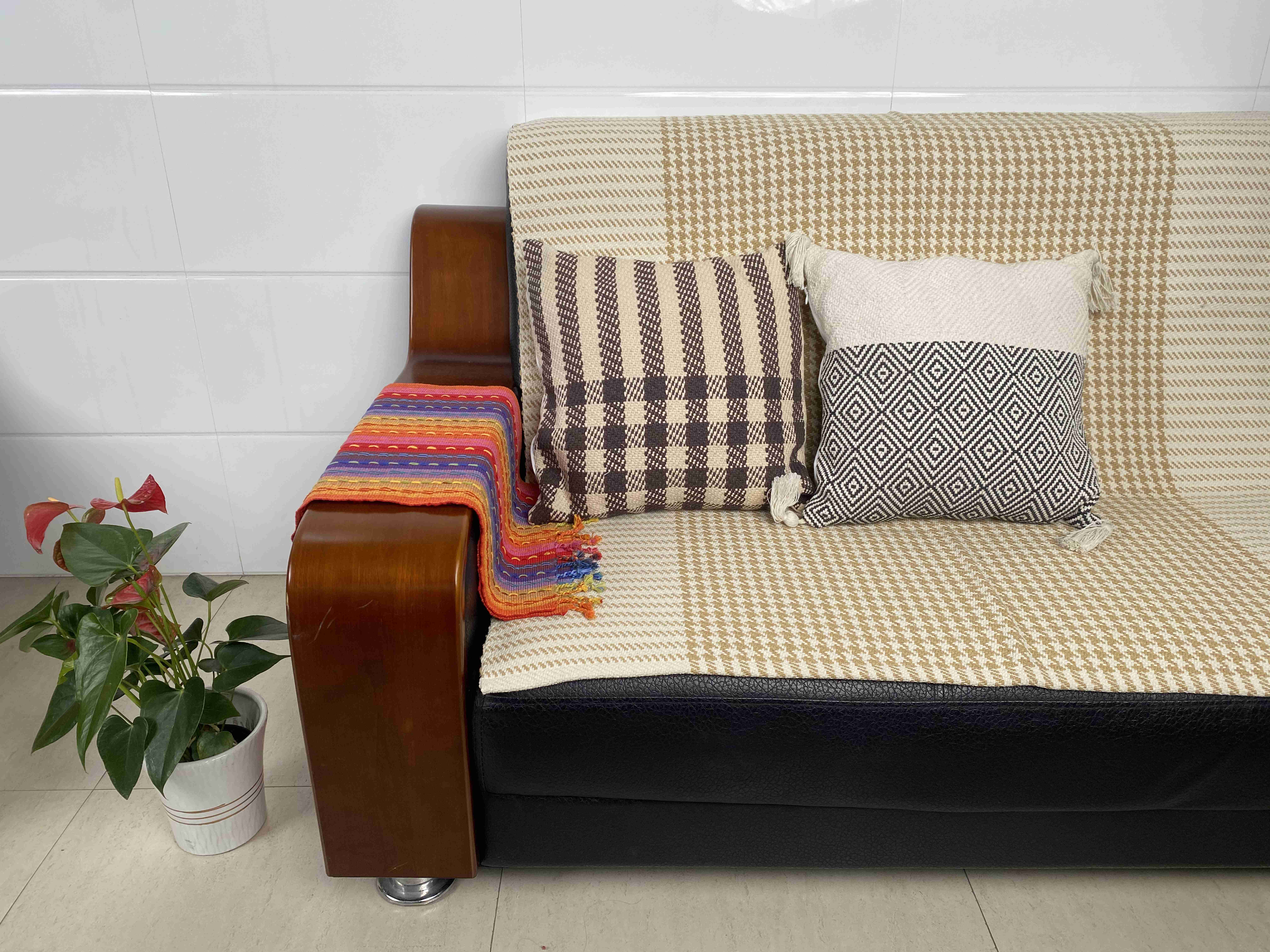 Versatile Chic Fabric Cushions for Living Rooms - Durable Natural Texture Finishes