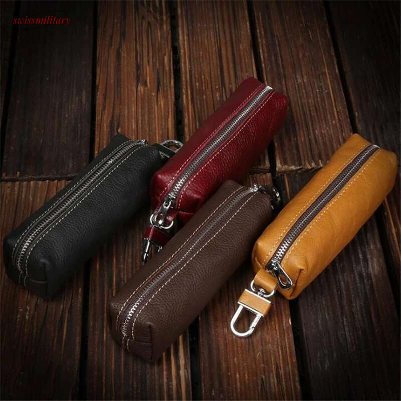 Genuine Cow Leather Men Key Bag Small Business Kay Case Women Housekeepers Wholesale purse keychain wallet swissmilitary