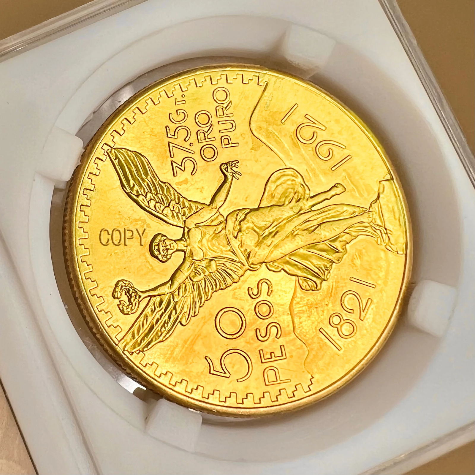 1921 Mexican Angel 50 Peso Golden Commemorative Coins 18211921 Relief Craft Collection Home Creative Decoration 250108