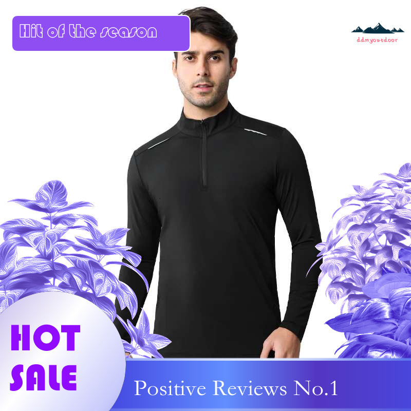 Ddmyoutdoor China Domestic Men Long Sleeve Half Zip Casual Running Outdoor Quick Dry Fiess Tee Nylon Bodybuilding Fashion Gym Training Sporting Jersey