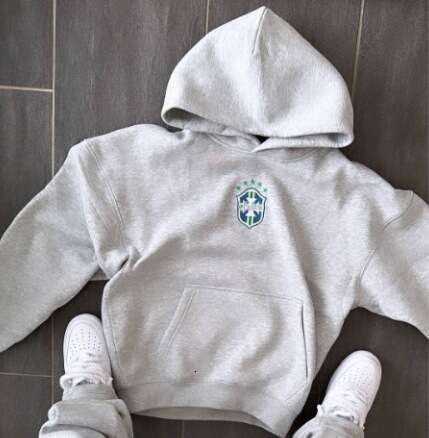 Autumn winter trendy brand new national flag printed pullover long sleeved hooded sweatshirt set for men and women's casual versatile outerwear t